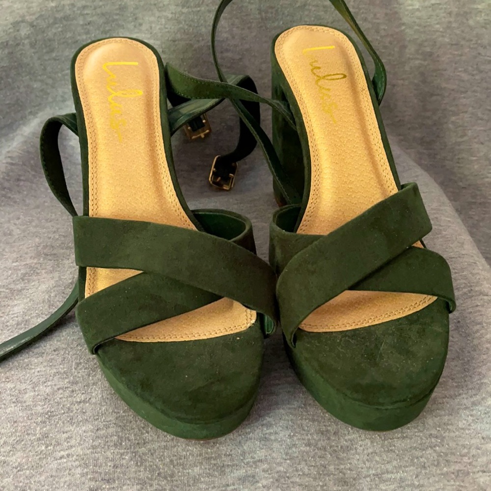 Lulus Forest Green Wrap Heels